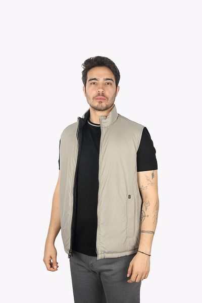 PAUL&SHARK Men's Double Sided Stand Collar Zippered Black-Grey Vest 14312604 -011