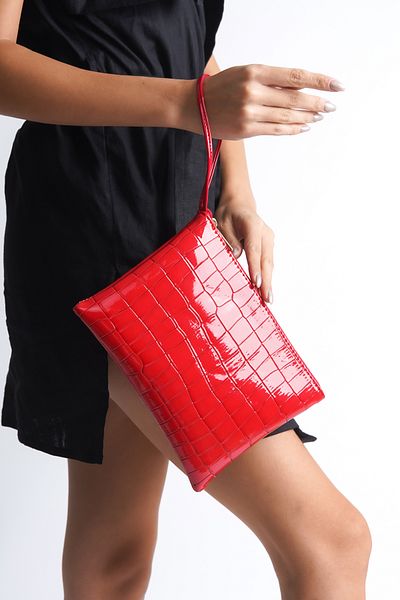 Capone Outfitters Rote Krokodil-Mini-Tasche – Paris