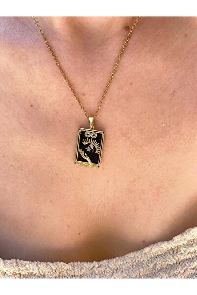 Sivesa Çelik Sonsuzluk İşareti Tarot Kart Kolye Gold