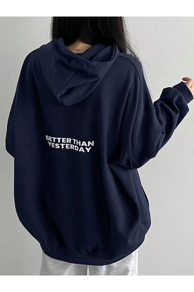 Revasser Unisex Ανδρικά/Γυναικεία BETTER Πολύχρωμη ειδική στάμπα βαμβακερή φούτερ με κουκούλα