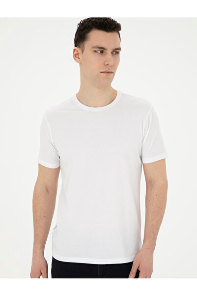 Pierre Cardin Beyaz Slim Fit Basic Tişört 50280751-VR013