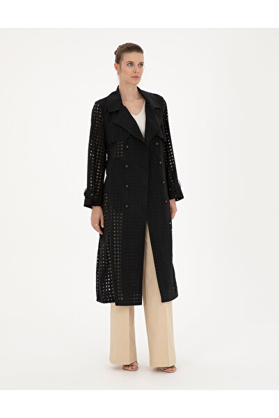 Pierre Cardin Black Regular Fit Trench Coat 50282821 -Vr046