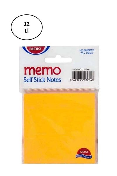 Noki Memo Adhesive Note Paper 75x75 12164 Orange