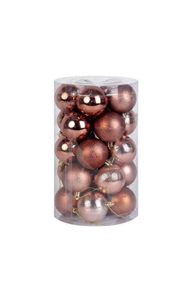 Genel Markalar Yılbaşı Topu Çam Ağacı Topu 24'lü Set Kahverengi