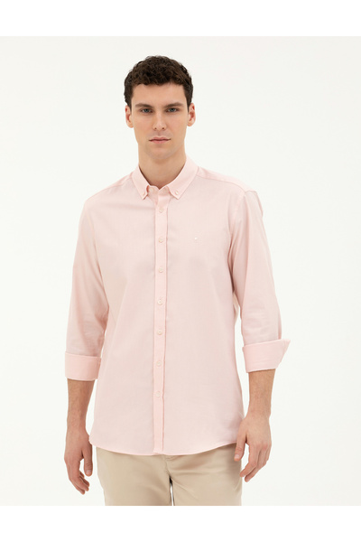 Pierre Cardin Açık Pembe Slim Fit Uzun Kollu Gömlek 50284872-VR078