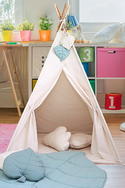 IRK Çocuk Minderli Ev & Bahçe Oyun Alanı Kızılderili Ahşap Direkli Geniş Oyun...