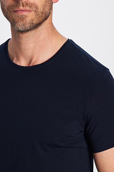 Tudors Ανδρικό μπλουζάκι με λεπτή εφαρμογή Navy Blue Crew Neck - Ευέλικτο, μαλακό βαμβακερό