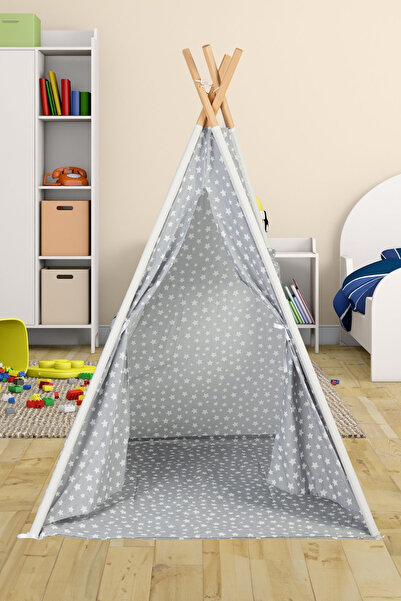 Genel Markalar Gürgen Ahşap Direkli Kızılderili Çocuk Oyun Çadırı Kız Erkek C...