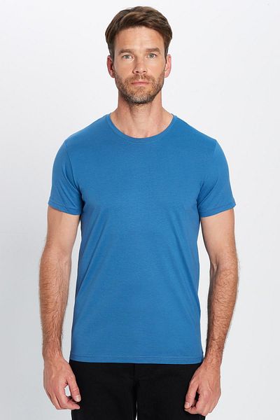 Tudors Унисекс тениска Slim Fit 100% памук, мека текстура, синя тениска с кръгло деколте