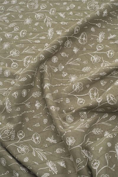 Boumini 100x100 Cm Khaki Cotton Baby Blanket - Spring Floral
