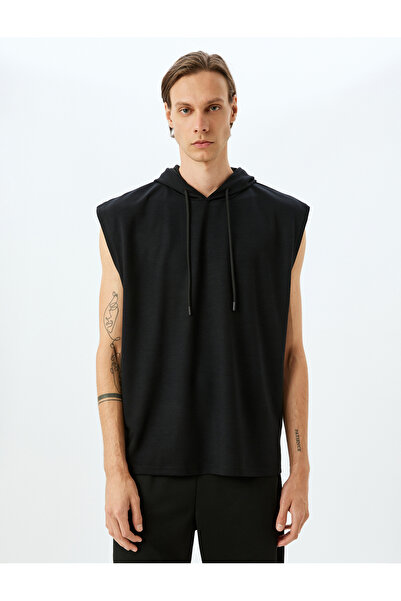 Koton Oversize Hooded Modal Blended Thick Fabric Sleeveless Sports Sweatshirt