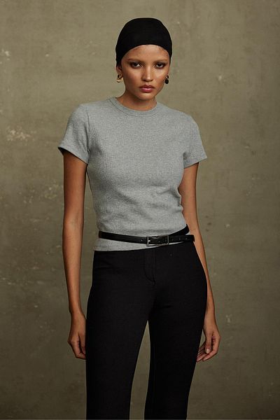 Suud Collection Gray Evia Basic T-Shirt