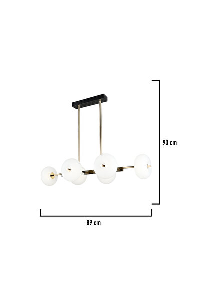 Apliqa Sanya Sıralı 60 Watt Siyah Gold Modern Oturma Odası, Yemek Masası Üstü,  Salon Avize