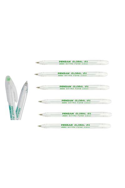 Pensan Green Ballpoint Pen - 0.5 Mm, 6 Pieces Global