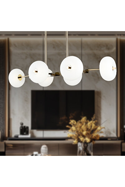 Apliqa Sanya Sıralı 60 Watt Siyah Gold Modern Oturma Odası, Yemek Masası Üstü,  Salon Avize