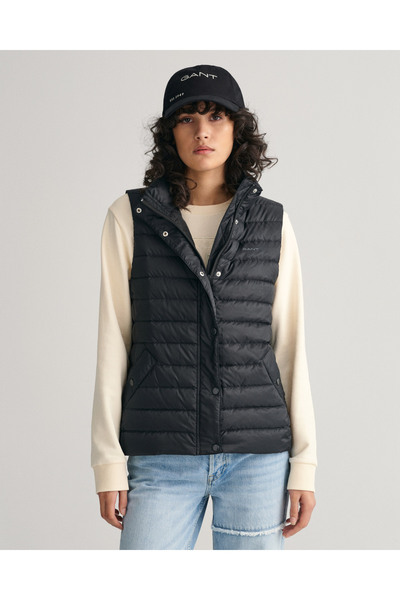Gant Kadın Siyah Regular Fit Dik Yaka Kapitone Yelek