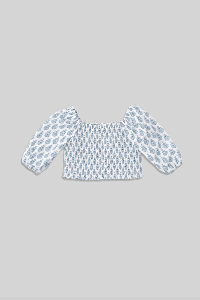 minojoy Bohemian Style Jodan Blue Girl's Cotton Blouse