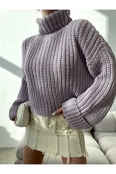 Elilook Pulover de damă cu gât tricotat premium tricot supradimensionat