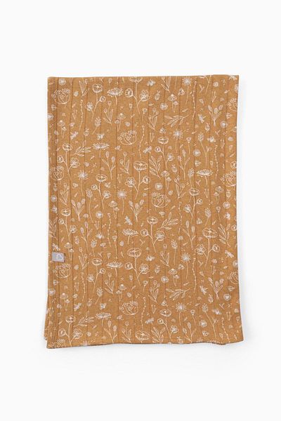 Boumini 100x100 Cm Spring Floral Mustard Cotton Baby Blanket - Multi-Purpose
