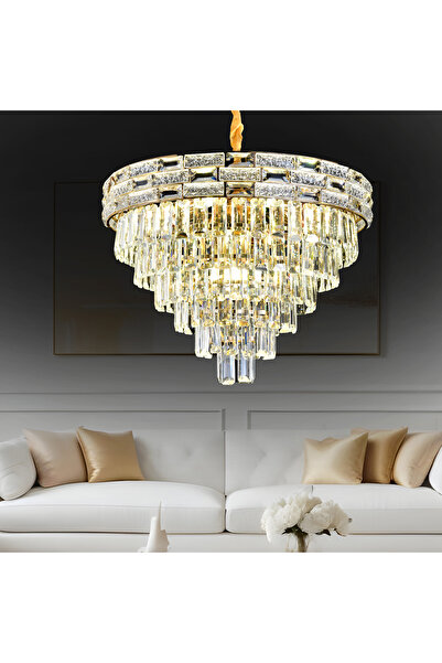 Apliqa Dolares 60'lık Gold 40 Watt Kristal Taşlı Oturma Odası, Modern Salon A...