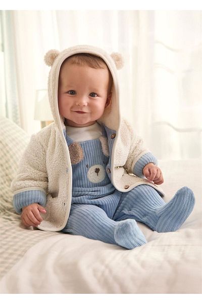 MAYORAL Blue Double Sided Furry Baby Boy Coat - 2448