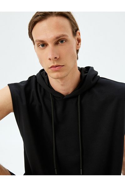 Koton Übergroßes, ärmelloses Sport-Sweatshirt aus Modal-Mischgewebe mit Kapuze und dickem Stoff