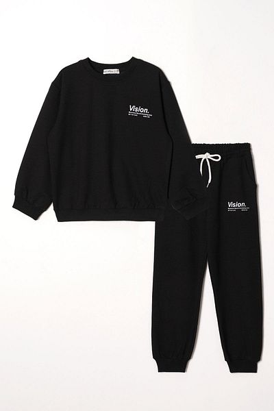 zepkids Σετ φόρμας για αγόρι σε μαύρο χρώμα Vision Printed
