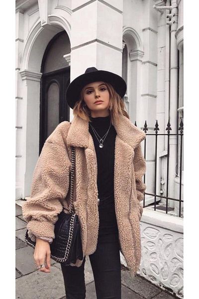 CNG MODA Double Pocket Zippered Plush Coat