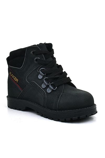 Rakerplus Genuine Leather Black Fur Zippered Baby Boots