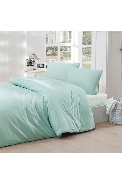 Soft Colours Mint Colored Double Cotton Duvet Cover - 200X220 cm