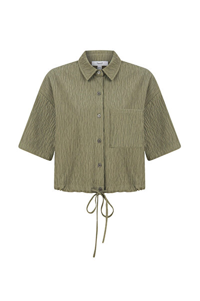 Twist Adjustable Waist Textured Shirt