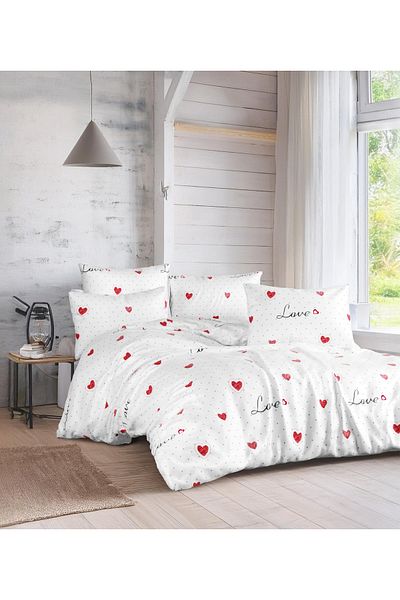 MORRİVAL Love Single - Set Nevesim cu inimă și husă de pernă 155x215