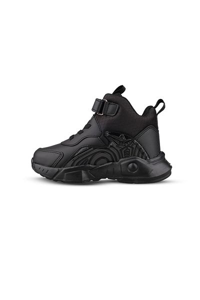 MP ONE Μεγάλες παιδικές μπότες με κορδόνια / Velcro Black Sneaker
