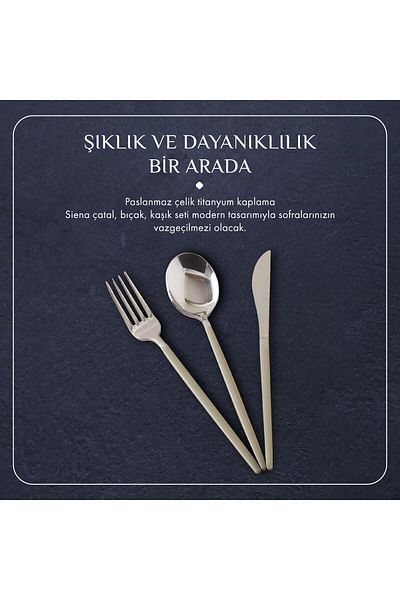 Bella Maison Siena 18 Pieces - Green Sweet Fork Spoon Knife Set for 6 Persons