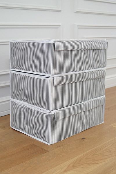ALAS 3-Piece-lid Multi-Purpose Laundry-Storage-Organization Etc Storage Bag, Box Plinth Gray