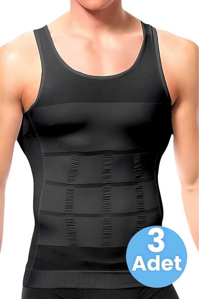 Uniquetrenders Ανδρικό Body Shaper Chest and Belly Tightening Συσφιγκτικό αναπνεύσιμο κορσέ 3 τεμαχίων
