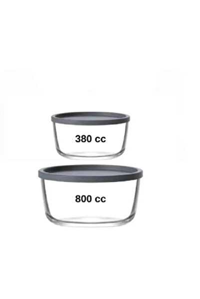 LAV Feyzade Anthracite Round Storage Container with Lid - 380 Cc X 3 Pcs / 800 Cc X 3 Pcs