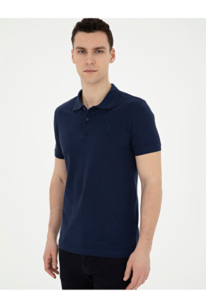 Pierre Cardin Lacivert Slim Fit %100 Pamuk Polo Yaka Basic Tişört 50291625-VR033