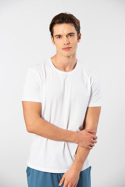 Cacharel 2169 Ανδρικό μπλουζάκι Modal Cotton Crew με κοντό μανίκι-λευκό
