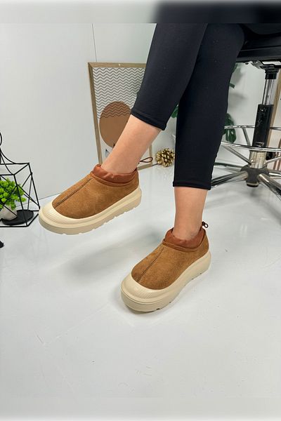 İmerShoes Tan Beige μοτίβο γυναικείες μπότες - Χοντρό τακούνι, γούνινο εσωτερικό, ρυθμιζόμενο ελαστικό μποτάκι 357