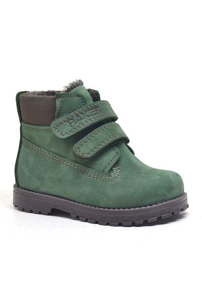 Rakerplus Neson Genuine Leather Green Fur Velcro Unisex Baby Boots