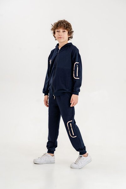 Mışıl Kids Best Team Printed Hoodie μανίκι φερμουάρ ποδιών Λεπτομερές κάτω επ...