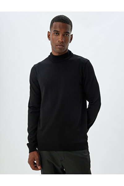 Koton Strickpullover mit halbem Rollkragen, Basic, langärmlig