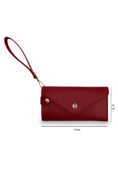 PiyasaSepeti Faux Leather Wallet with Red Closure and Card Compartment