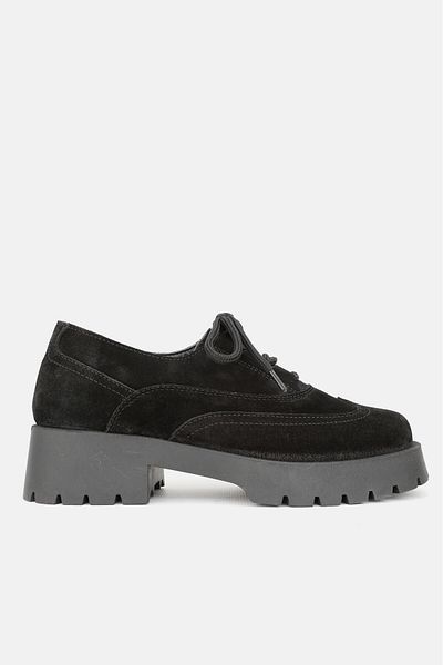 TUNAELLİ PANTOFI OXFORD CU ȘANȚURI, PIELE NATURALĂ, NEGRĂ, NUMĂRUL 36-41