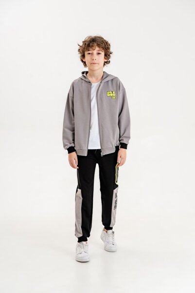 Mışıl Kids Set de trening pentru băieți - Hanorac cu glugă și imprimeu, fund ...