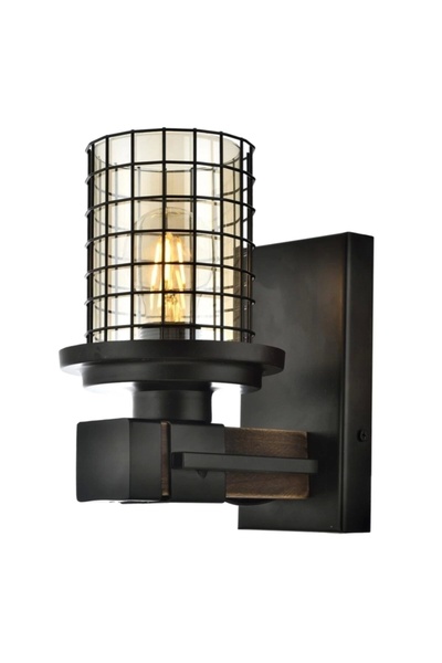 Ap-60002-1e Eskitme Kaplama Aplik E27 Metal Ahşap Cam 15x20cm
