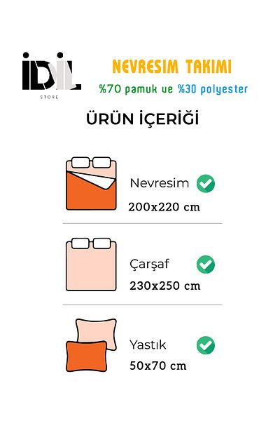 İDİLSTORE Bumbac natural luxos și durabil - Set de lenjerie de pat dublu, moale și respirabil