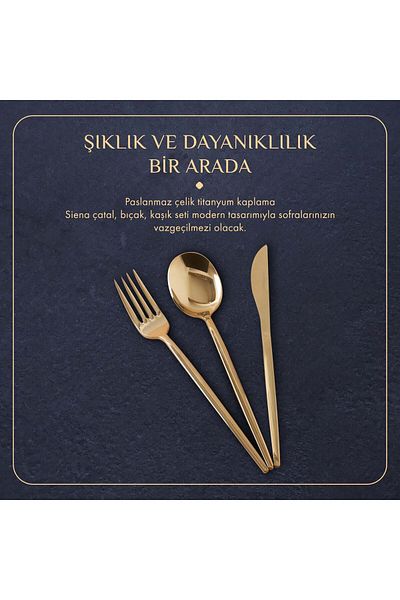 Bella Maison Siena 18 Pieces - Dining and Knife Set for 6 Persons, Gold