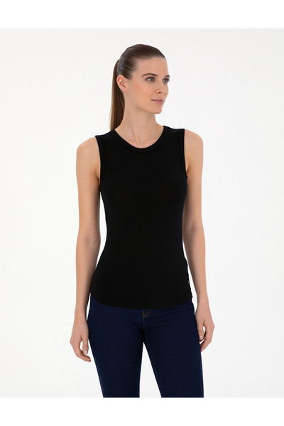 Pierre Cardin Μαύρη Πλεκτή Μπλούζα Στενής Γραμμής 50294053-VR046